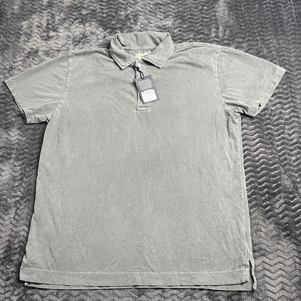 Buck Mason Polo Shirt Mens Large Faded Black Venice Wash Sueded Cotton Polo